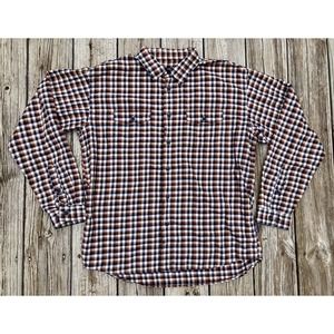 Patagonia Mens Buckshot Flannel Long Sleeve Shirt Orange/Black Plaid Sz L‎